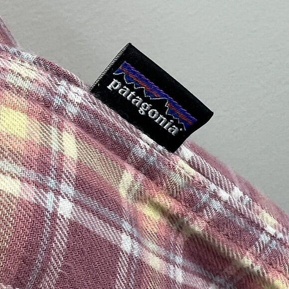 Patagonia Rose Mauve Pink Organic Cotton Plaid Flannel Shirt Size L Large - Picture 7 of 13